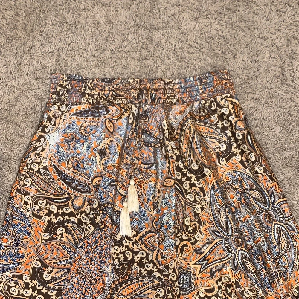 Philosophy Women’s Boho Midi Length Paisley Pattern Orange Brown Skirt Small - Picture 3 of 7